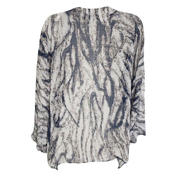 Studio Works Womens Cardigan Size Small Open Front 3/4 Sleeve Blue Gray Sheer - Picture 2 of 11